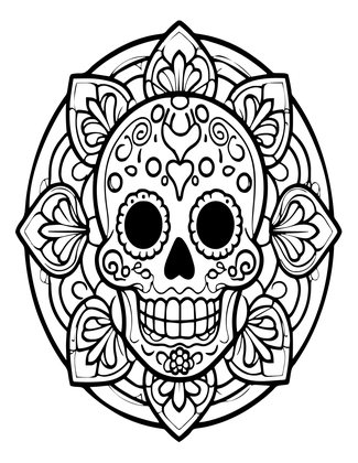 Sugar Skull Mandala - Free printable coloring page