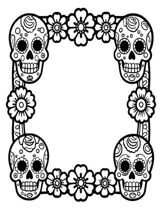 Sugar Skull Frame - Free printable coloring page