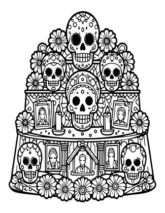 Day of the Dead Altar - Free printable coloring page