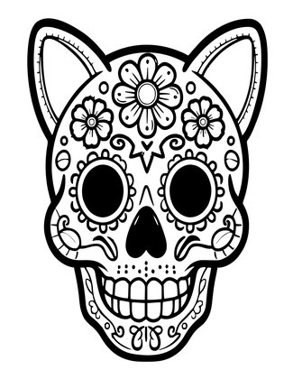 Sugar Skull Cat - Free printable coloring page
