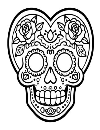 Sugar Skull Heart - Free printable coloring page