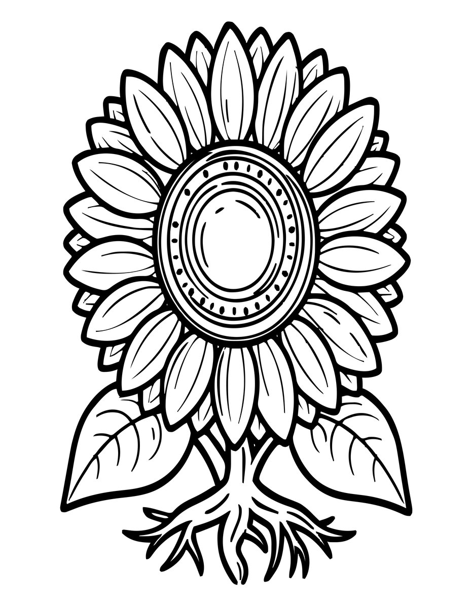 Vintage Sunflower - free printable coloring page