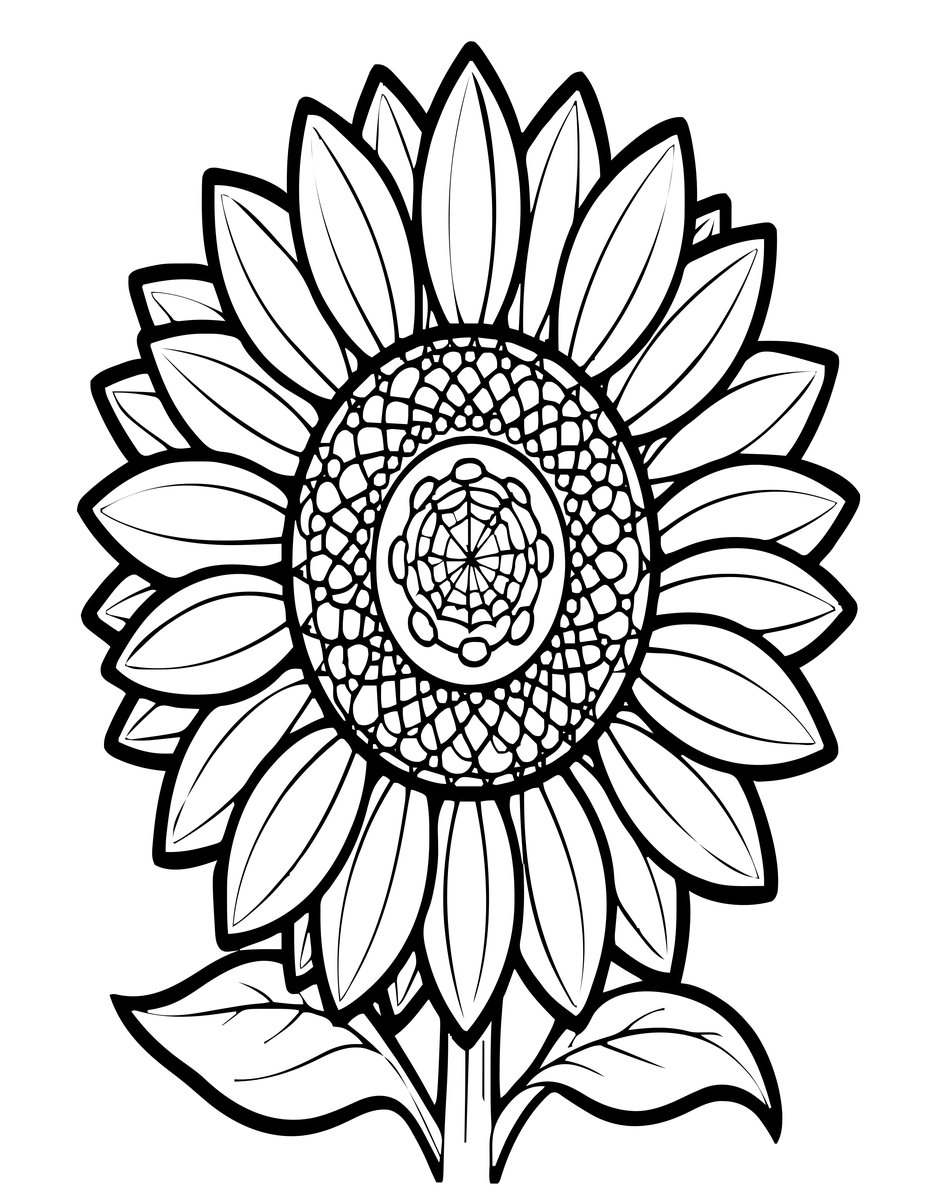 Single Sunflower - free printable coloring page