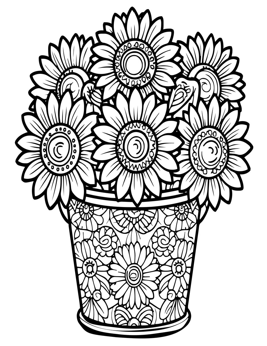 Sunflower Market - free printable coloring page