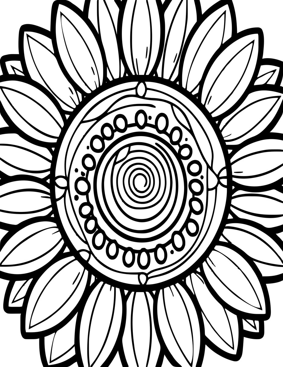 Sunflower Close-Up - free printable coloring page