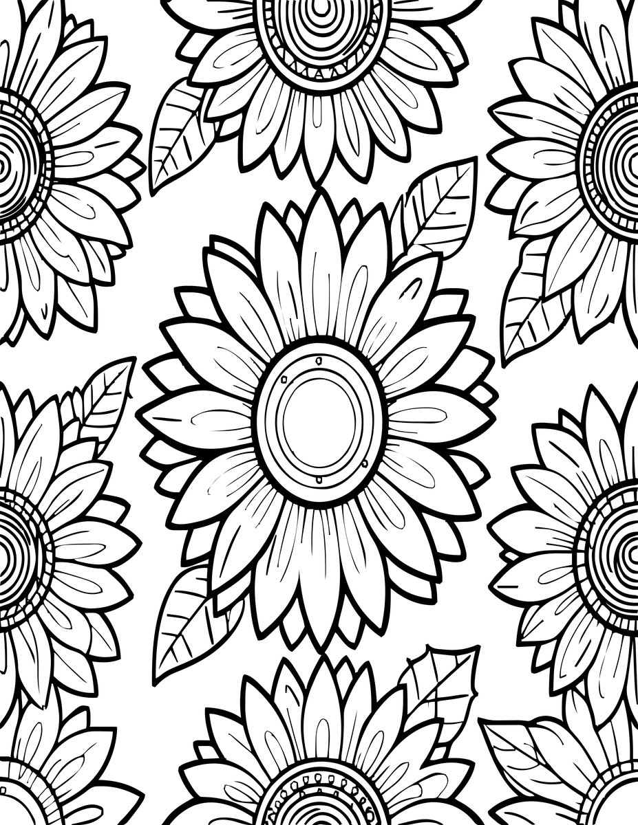 Sunflower Pattern - free printable coloring page