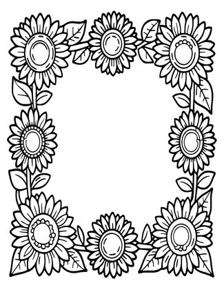 Sunflower Border - Free printable coloring page