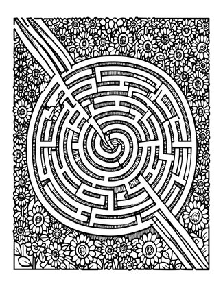 Sunflower Maze - Free printable coloring page
