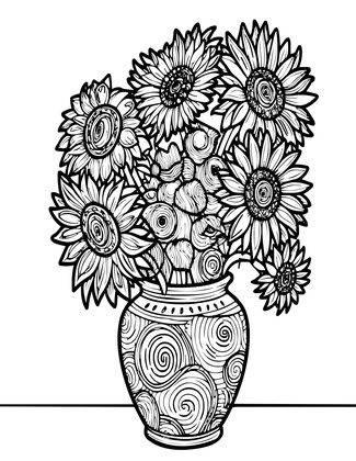 Van Gogh Inspired - Free printable coloring page