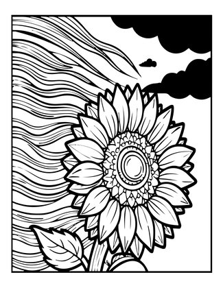 Sunflower and Storm - Free printable coloring page