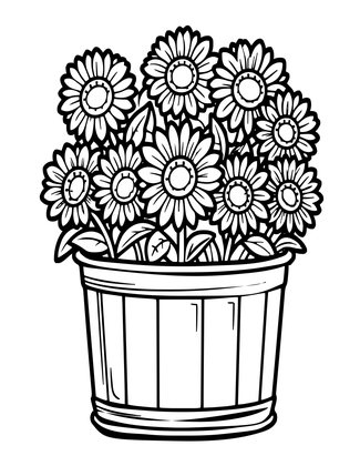 Dwarf Sunflowers - Free printable coloring page