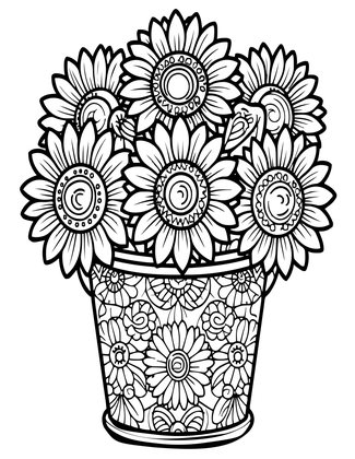 Sunflower Market - Free printable coloring page