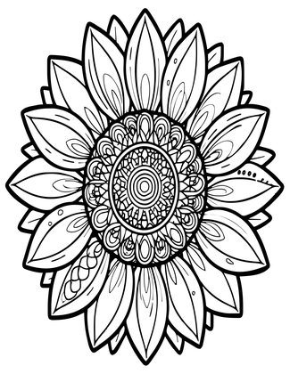 Zentangle Sunflower - Free printable coloring page