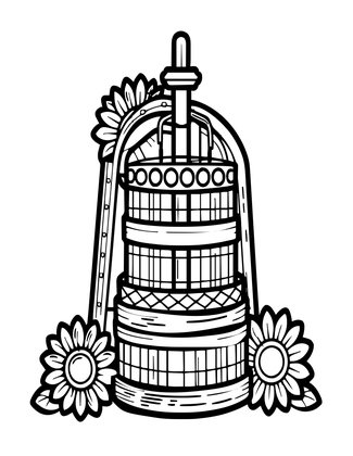 Sunflower Oil Press - Free printable coloring page