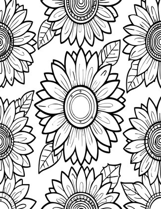 Sunflower Pattern - Free printable coloring page