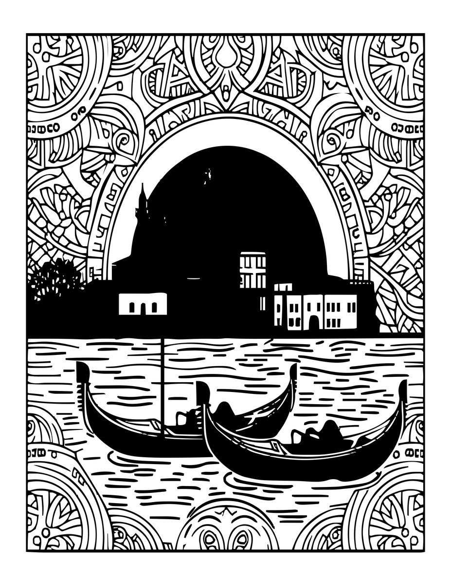 Venice Sunset - free printable coloring page