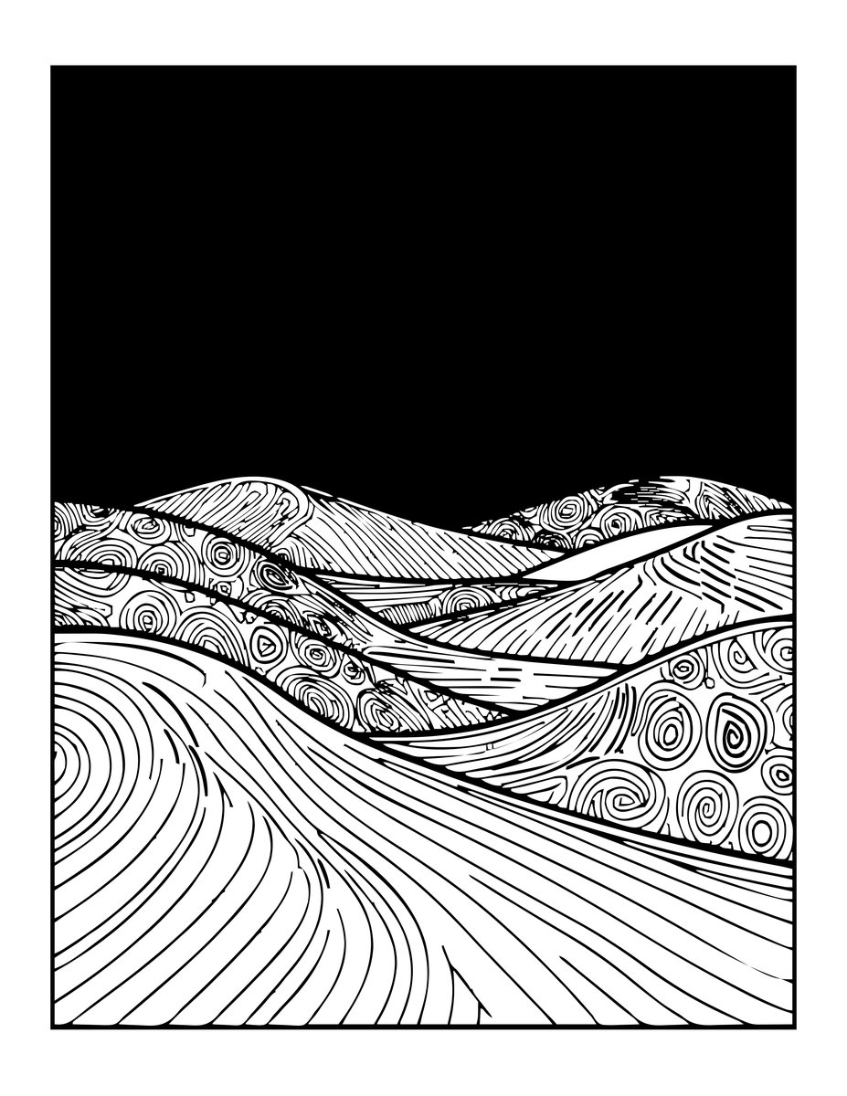 Desert Sunset - free printable coloring page