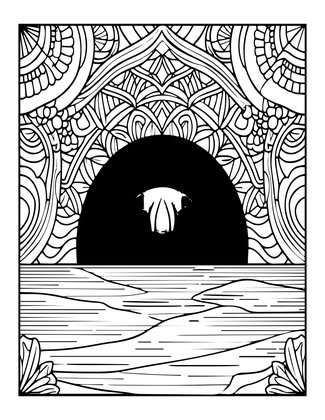 Ocean Sunset - Free printable coloring page