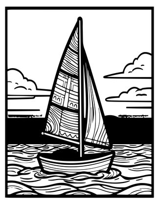 Boat on Horizon - Free printable coloring page