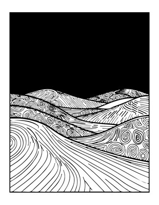 Desert Sunset - Free printable coloring page