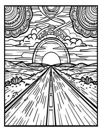 Road to Horizon - Free printable coloring page