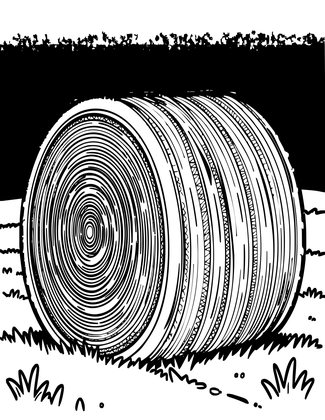 Hay Bale Sunset - Free printable coloring page