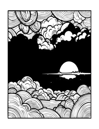 Stormy Sunset - Free printable coloring page