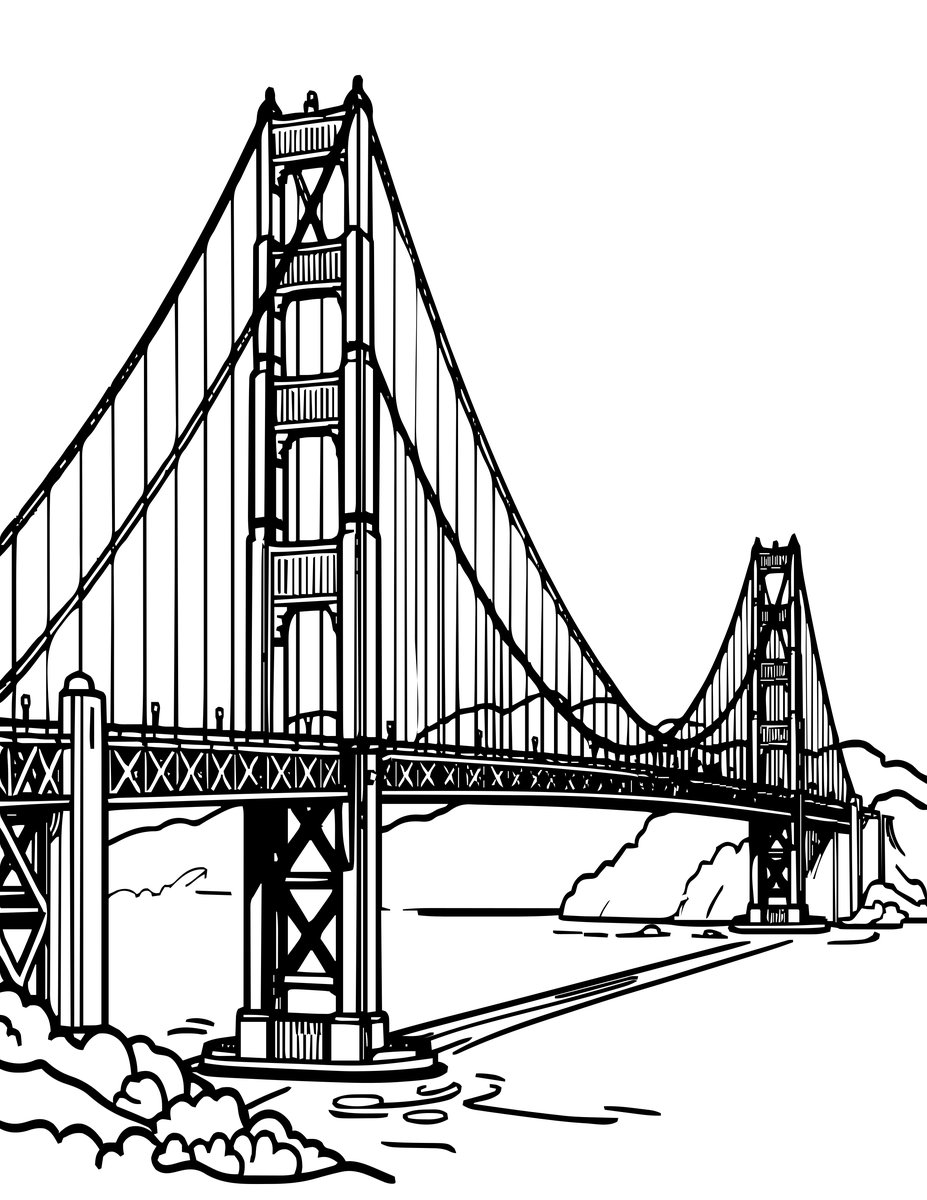 Golden Gate - free printable coloring page