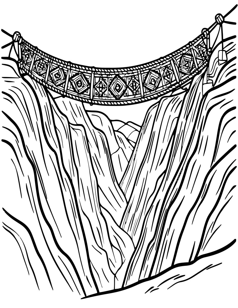 Rope Suspension Bridge - free printable coloring page