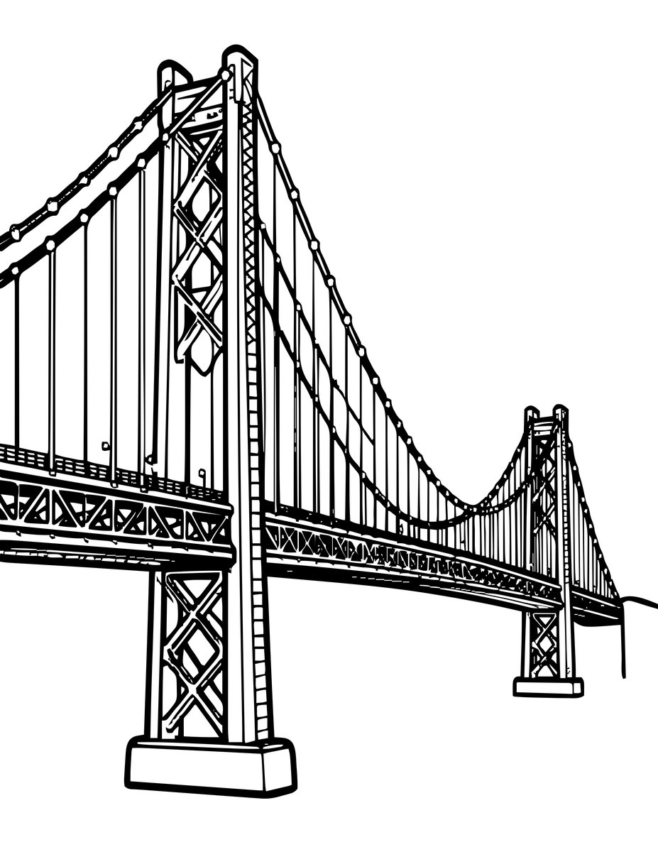 Bridge at Night - free printable coloring page