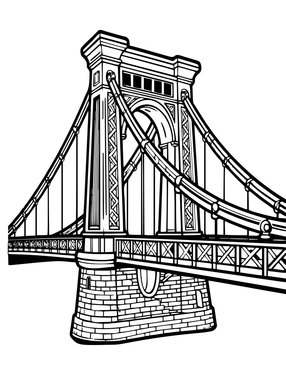 Historic Bridge - free printable coloring page