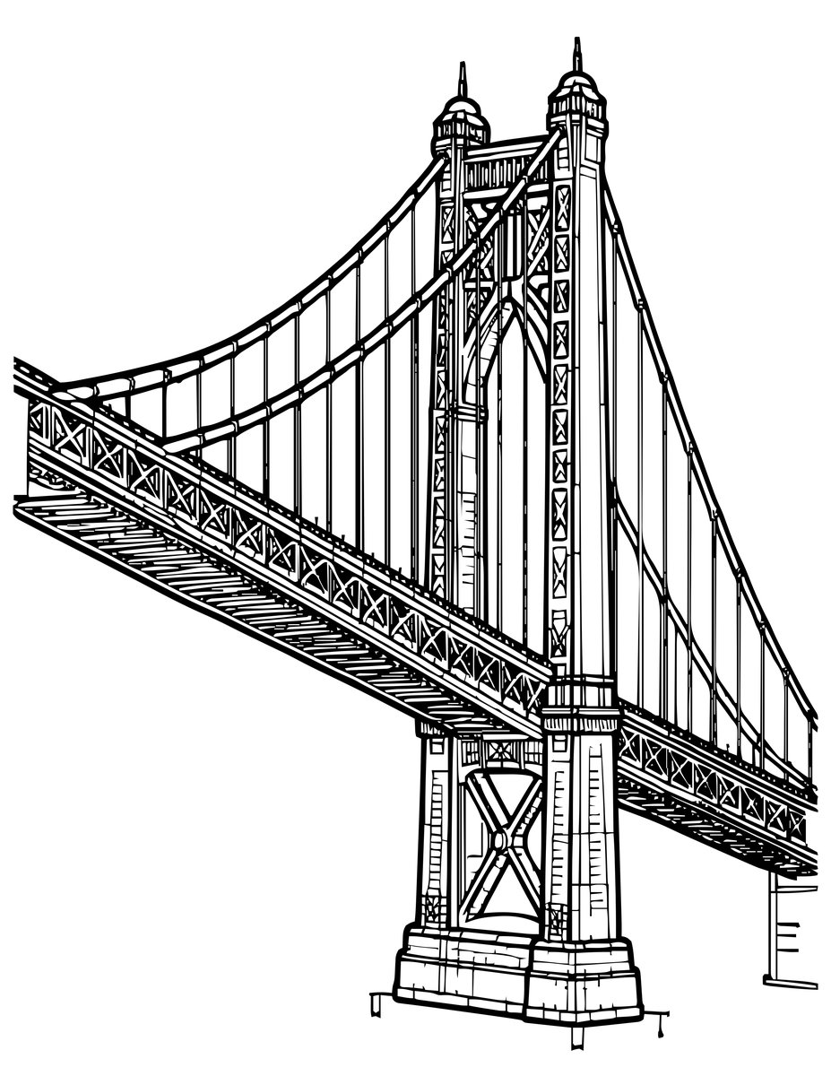 Bridge Blueprint - free printable coloring page