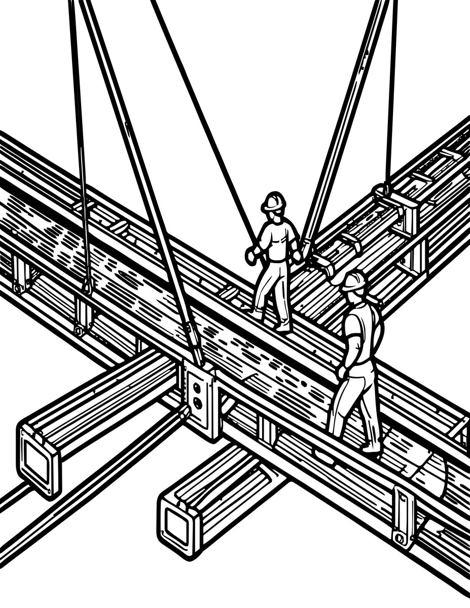 Bridge Under Construction - free printable coloring page