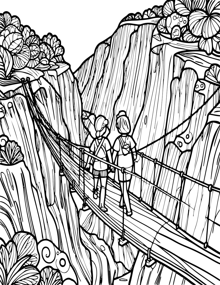 Bridge Walking - free printable coloring page