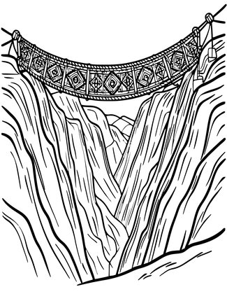 Rope Suspension Bridge - Free printable coloring page