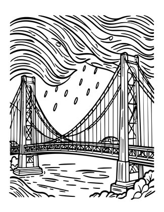 Bridge in Storm - Free printable coloring page