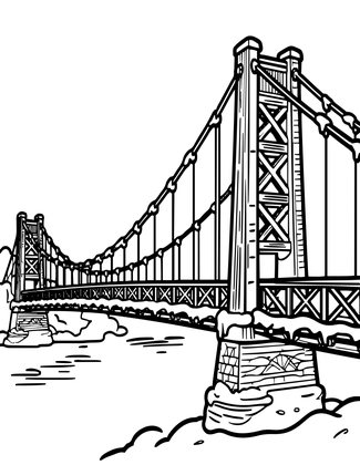 Bridge in Snow - Free printable coloring page