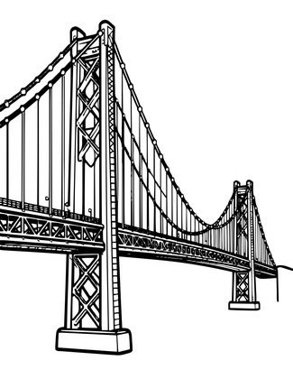 Bridge at Night - Free printable coloring page