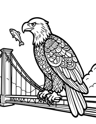 Bridge and Eagle - Free printable coloring page