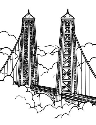 Bridge in Fog - Free printable coloring page