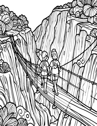 Bridge Walking - Free printable coloring page
