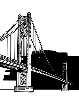Bridge and Sunset - Free printable coloring page