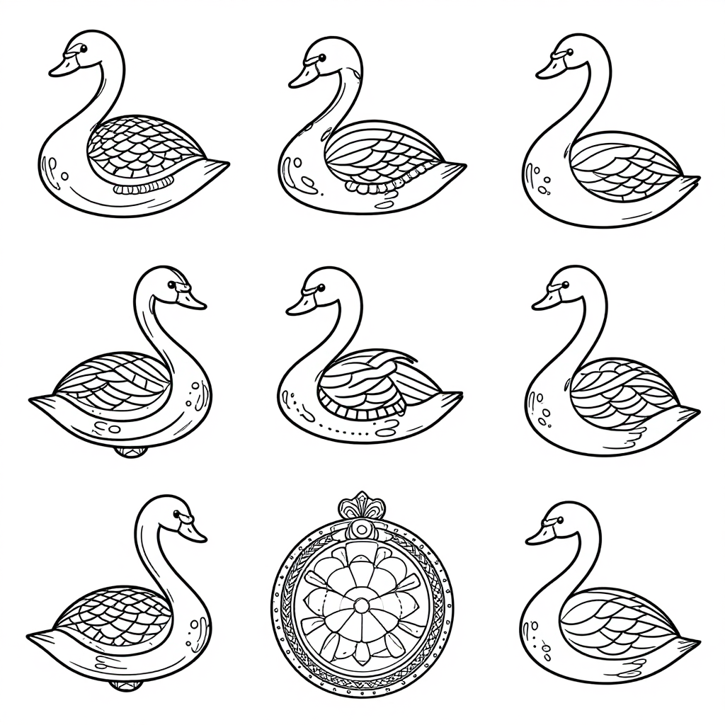 Swans coloring pages collection - 30 free printable pages