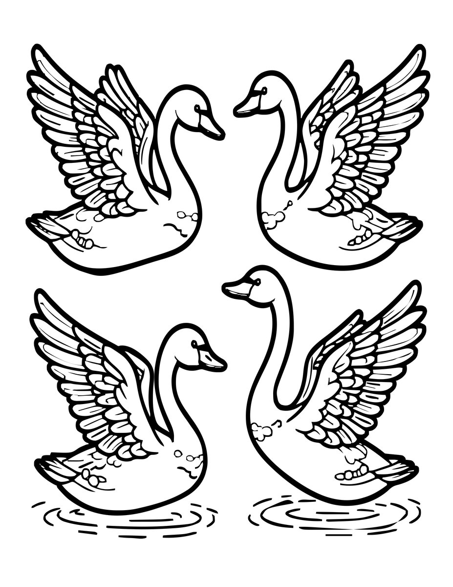 Swan Ballet - free printable coloring page