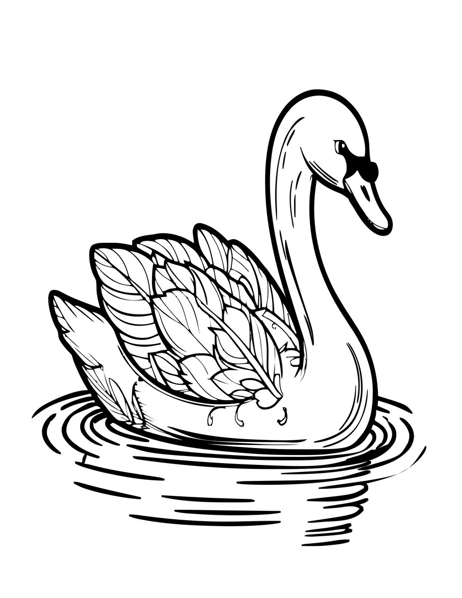 Swan Feather - free printable coloring page