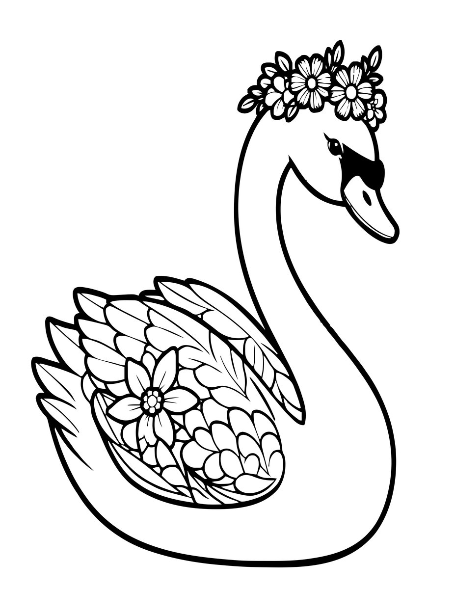 Swan Crown - free printable coloring page