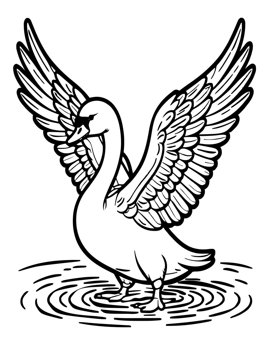 Swan in Flight - free printable coloring page