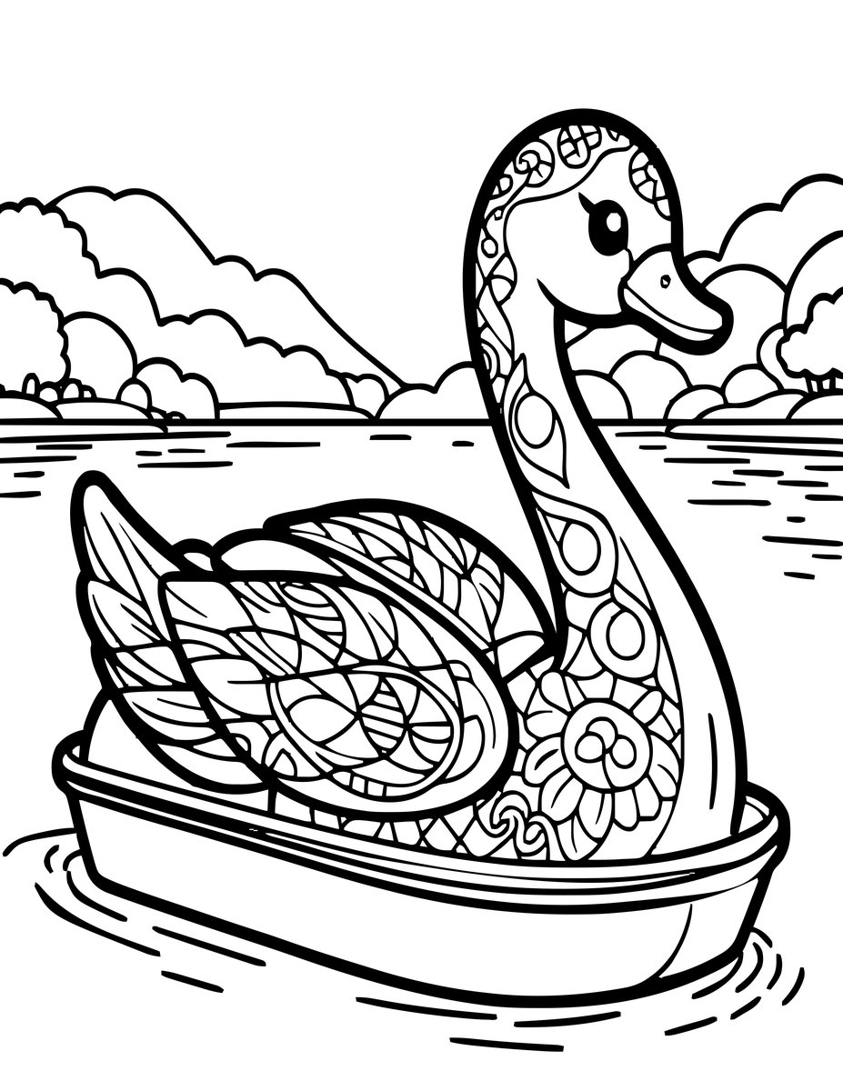 Swan Boat - free printable coloring page