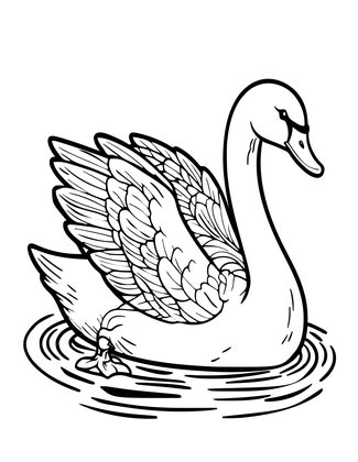 Swan Landing - Free printable coloring page
