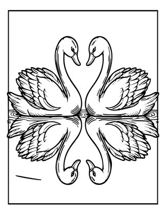 Swan Reflection - Free printable coloring page